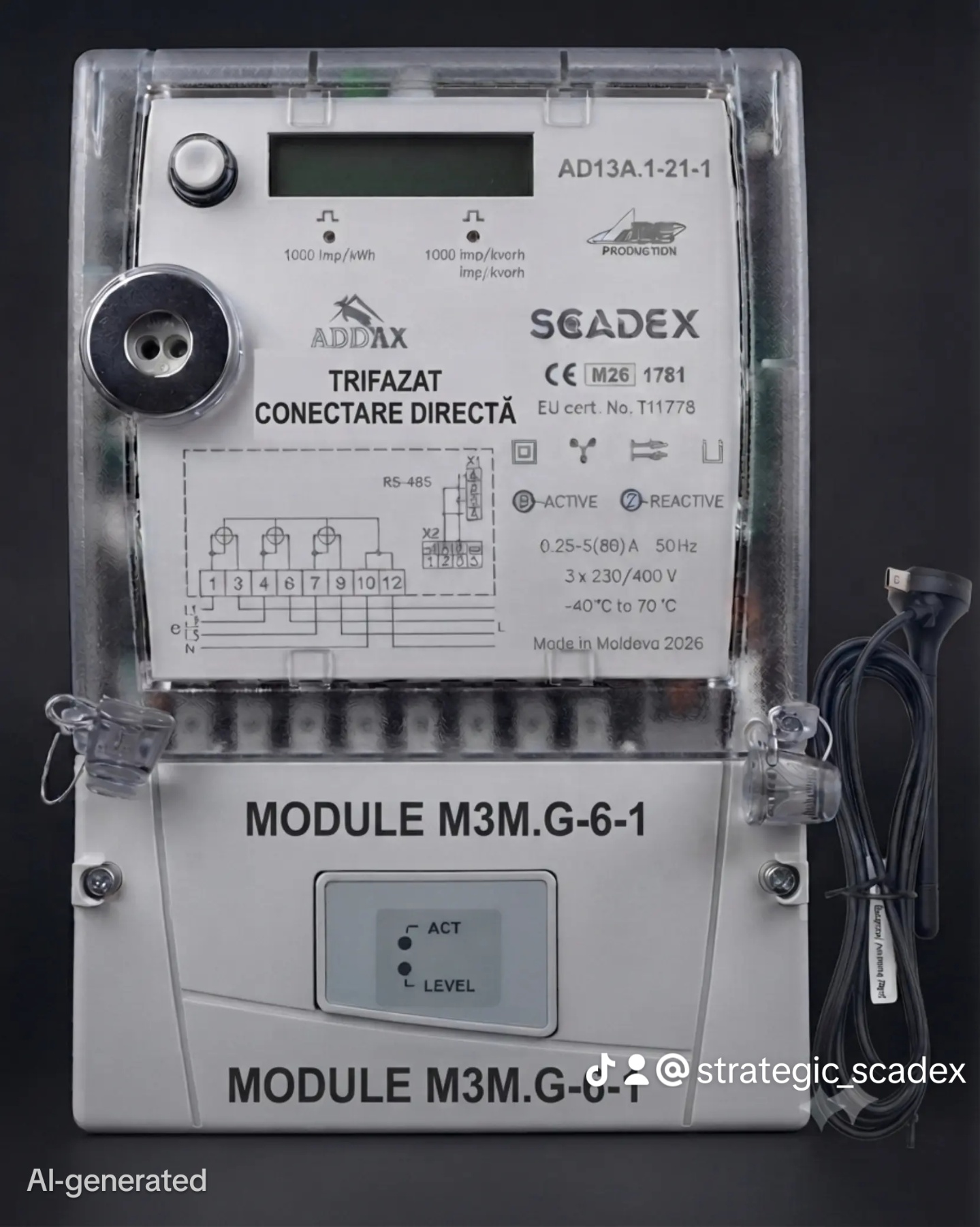 Trifazat Direct 1 Contor Trifazat Conectare Directă AD13A1.-21-1 +Modem Modul GSM - imagine 1